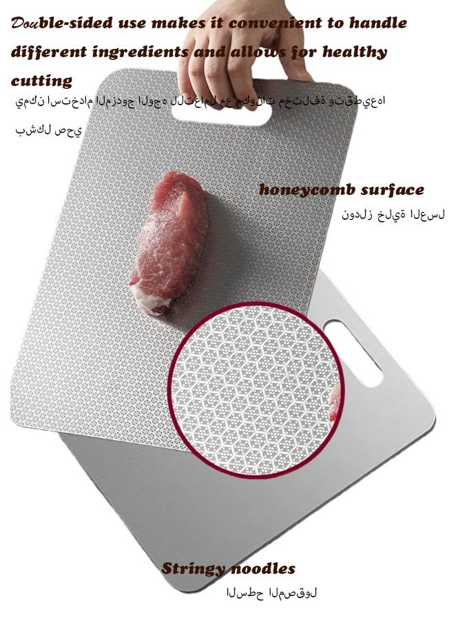 NIBEMINENT لوح تقطيع، لوح فرز، كتلة تقطيع، حصيرة فرم، فولاذ مقاوم للصدأ سميك، ثقيل، غير قابل للانزلاق، مزدوجة الجوانب، للمطبخ، المنزل، اللحم، الخضار، الفاكهة 39*28 - Image 1